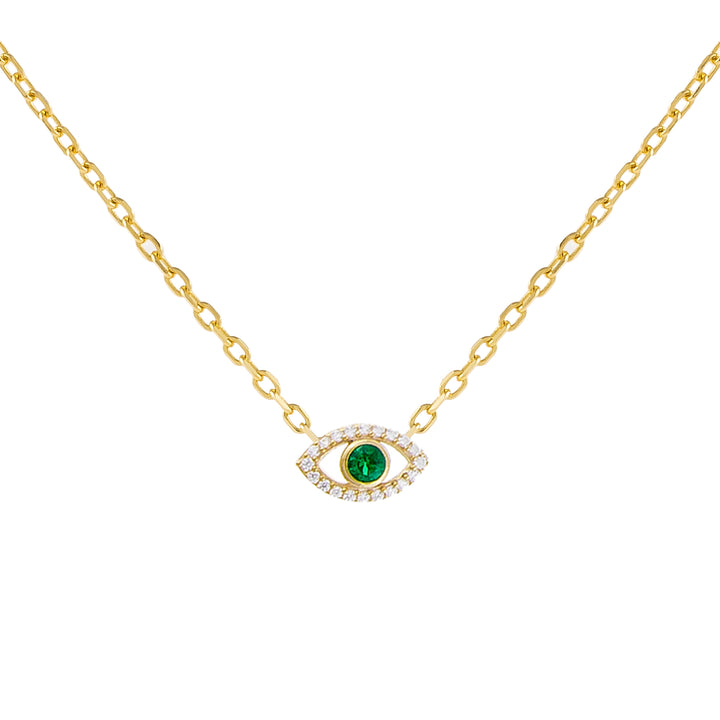 Emerald Green CZ Colored Evil Eye Necklace - Adina Eden's Jewels