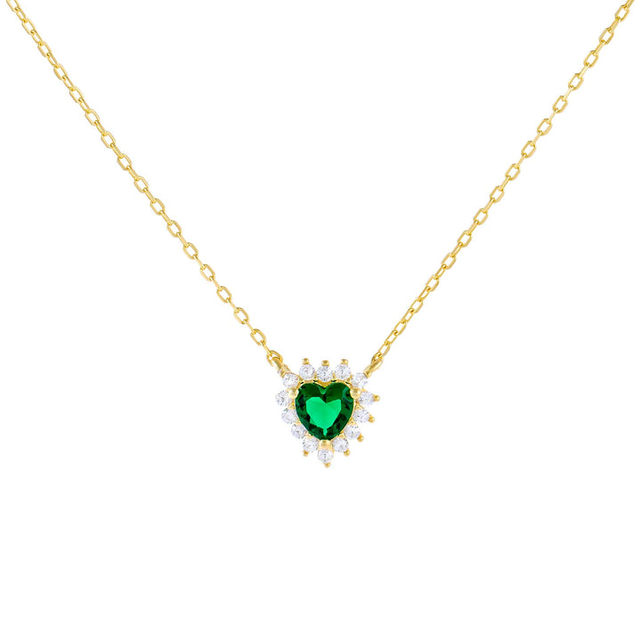 Emerald Green CZ Emerald Heart Necklace - Adina Eden's Jewels
