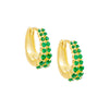 Emerald Green Pavé Double Row Huggie Earring - Adina Eden's Jewels