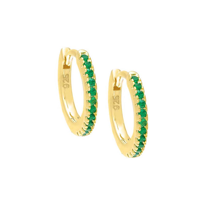 Emerald Green Pavé Colored Huggie Earring - Adina Eden's Jewels