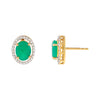 Emerald Green Diamond X Emerald Stone Stud Earring 14K - Adina Eden's Jewels