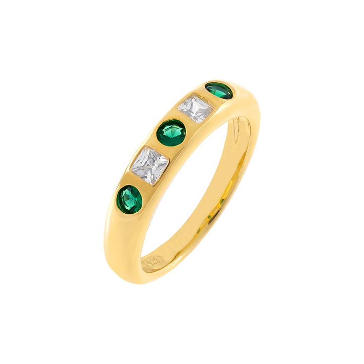 Emerald Green / 6 CZ Colored Dome Ring - Adina Eden's Jewels