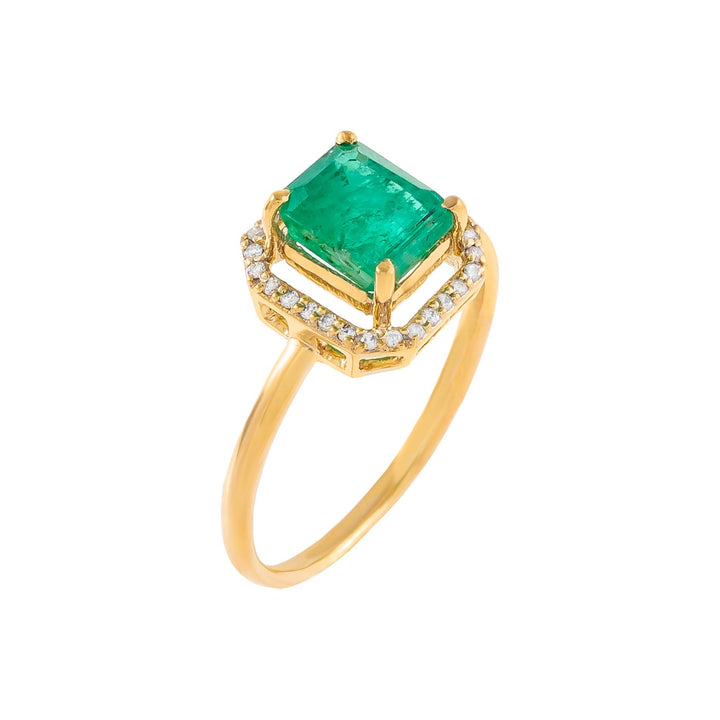 Emerald Green / 7 Diamond Illusion Emerald Green Ring 14K - Adina Eden's Jewels