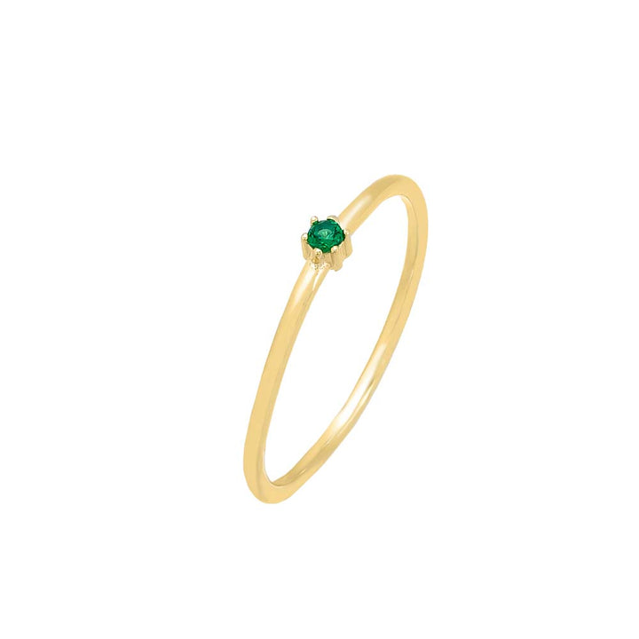 Emerald Green / 5 Tiny Solitaire CZ Ring - Adina Eden's Jewels