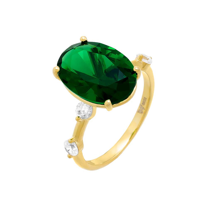 Emerald Green / 6 Colored Oval Shape Travel Ring - Adina Eden's Jewels