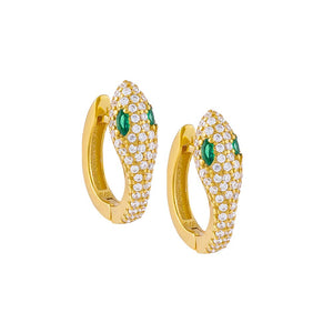 Gold Pavé Serpent Huggie Earring - Adina Eden's Jewels
