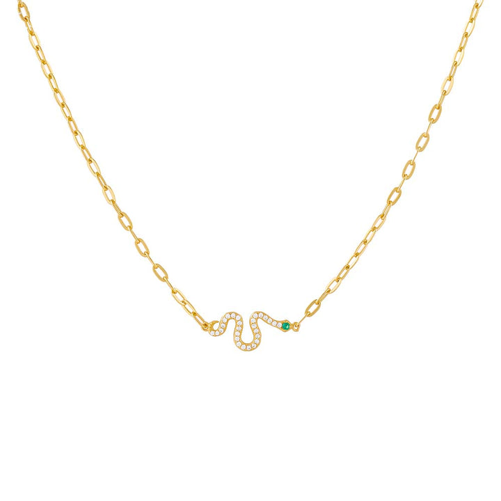 Gold Pavé Snake Link Necklace - Adina Eden's Jewels
