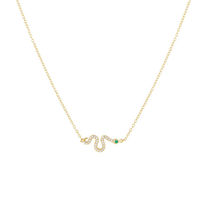 Gold Pavé Snake Necklace - Adina Eden's Jewels