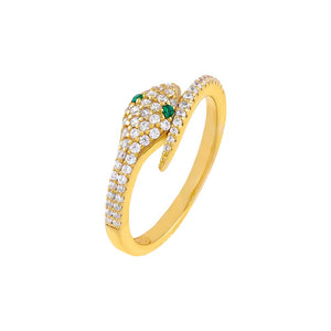 Gold / 6 Pavé Snake Ring - Adina Eden's Jewels
