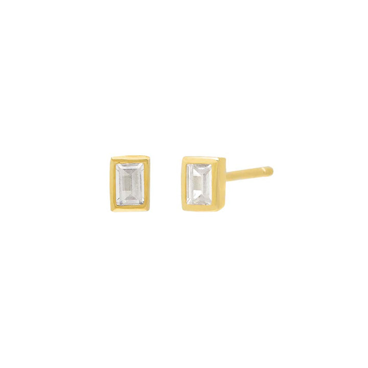 Gold / Pair / 3MM Emerald Bezel Stud Earring - Adina Eden's Jewels