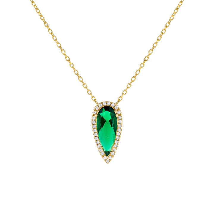 Emerald Green CZ Emerald Teardrop Necklace - Adina Eden's Jewels