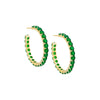 Emerald Green Colored Round Stone Hoop Earring - Adina Eden's Jewels