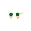 Emerald Green / Pair Colored Graduated Double Solitaire Stud Earring - Adina Eden's Jewels