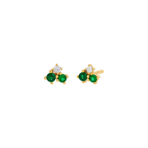 Emerald Green / Pair Colored CZ Cluster Stud Earring - Adina Eden's Jewels