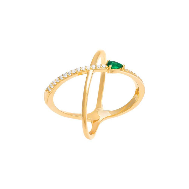 Emerald Green / 6 Colored Teardrop Criss Cross Ring - Adina Eden's Jewels