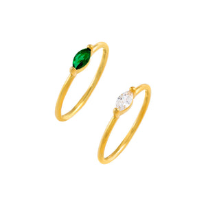 Gold / 5 CZ Colored Marquise Ring Set - Adina Eden's Jewels