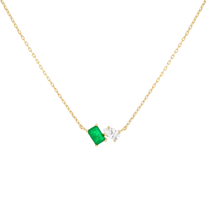 Emerald Green CZ Emerald X Teardrop Necklace - Adina Eden's Jewels