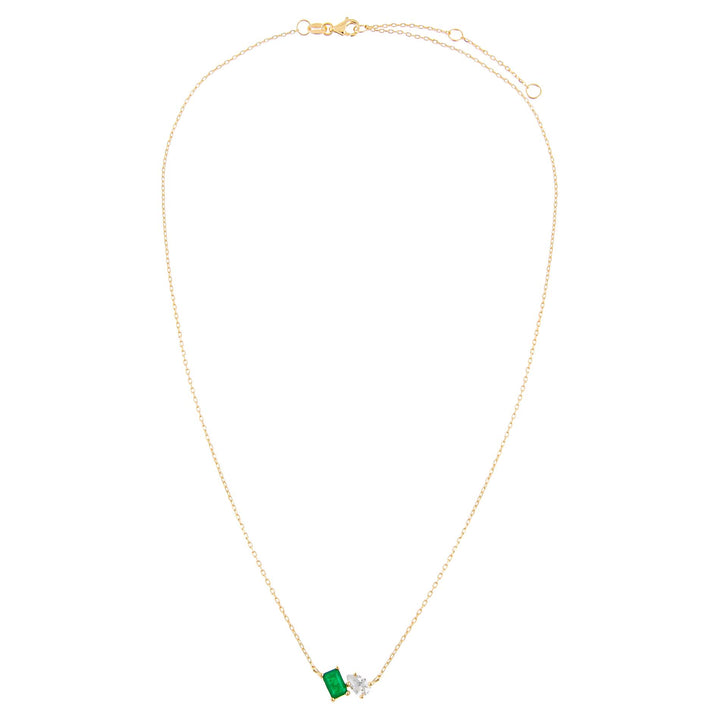  CZ Emerald X Teardrop Necklace - Adina Eden's Jewels