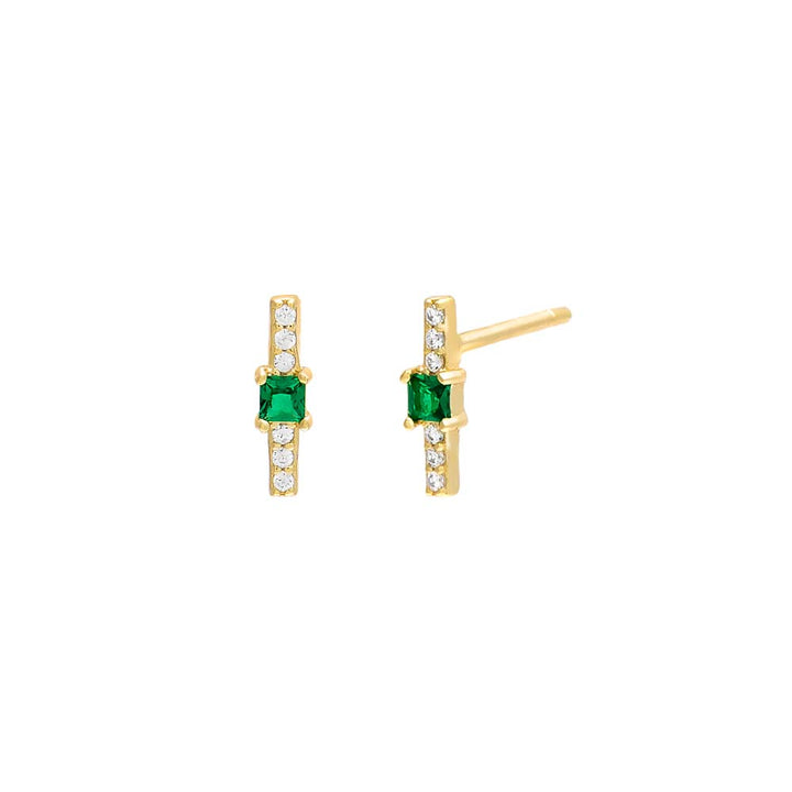 Emerald Green Colored Mini Bezel Bar Stud Earring - Adina Eden's Jewels