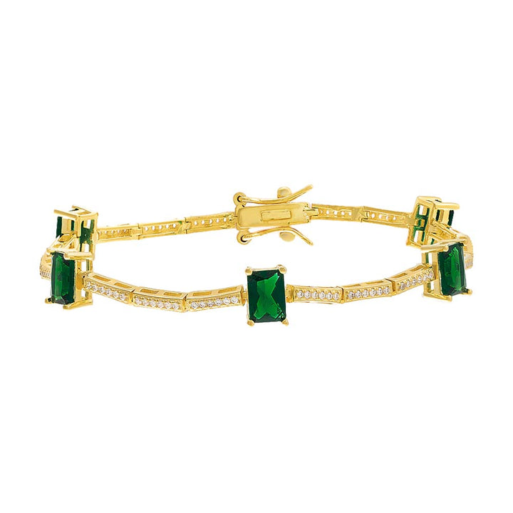 Emerald Green Colored Pave X Emerald Tennis Bracelet - Adina Eden's Jewels