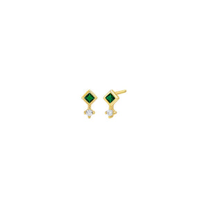 Emerald Green / Pair Colored Itty Bitty Double Stone Stud Earring - Adina Eden's Jewels
