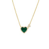 Malachite Double Pave Heart Necklace - Adina Eden's Jewels