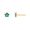 Emerald Green / Pair Diamond Mini Colored Flower Stud Earring 14K - Adina Eden's Jewels