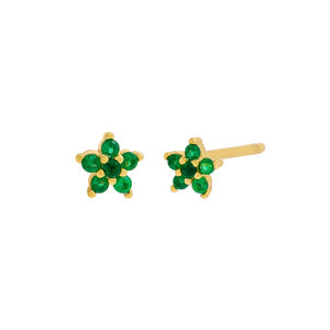 Emerald Green / Pair Tiny Colored Flower Stud Earring - Adina Eden's Jewels