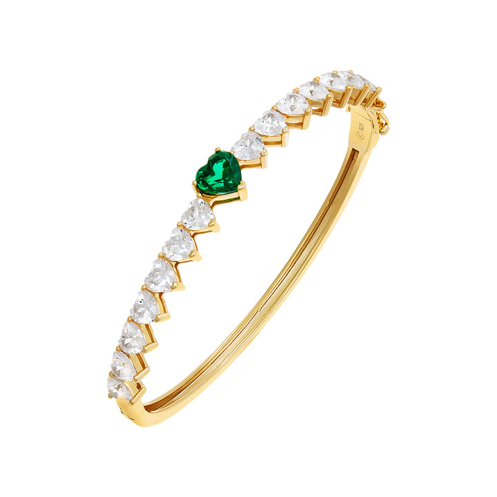 Emerald Green Colored Heart Tennis Bangle - Adina Eden's Jewels