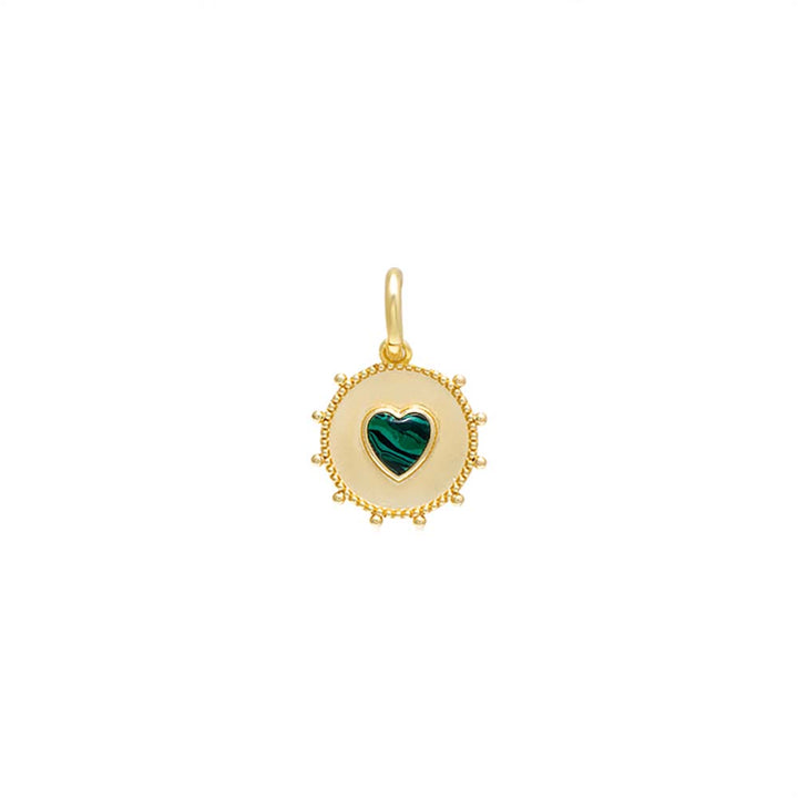 Malachite Colored Stone Heart Medallion Necklace Charm - Adina Eden's Jewels
