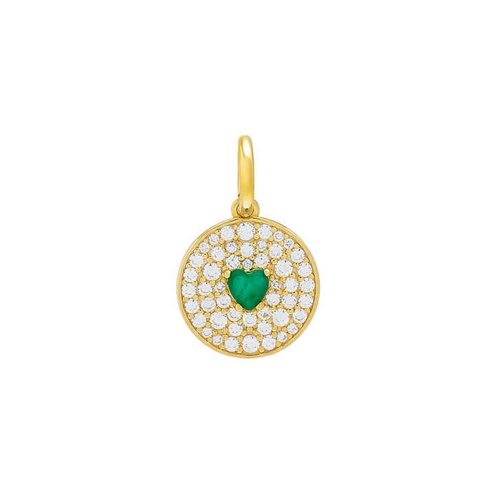 Emerald Green Colored Heart Disc Necklace Charm - Adina Eden's Jewels