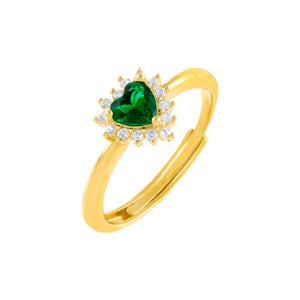 Emerald Green CZ Emerald Green Heart Stone Ring - Adina Eden's Jewels