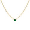 Emerald Green Colored Bezel Heart Link Necklace - Adina Eden's Jewels
