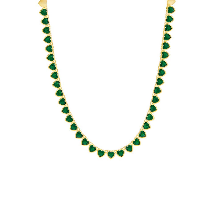  Turquoise Heart Bezel Tennis Necklace - Adina Eden's Jewels