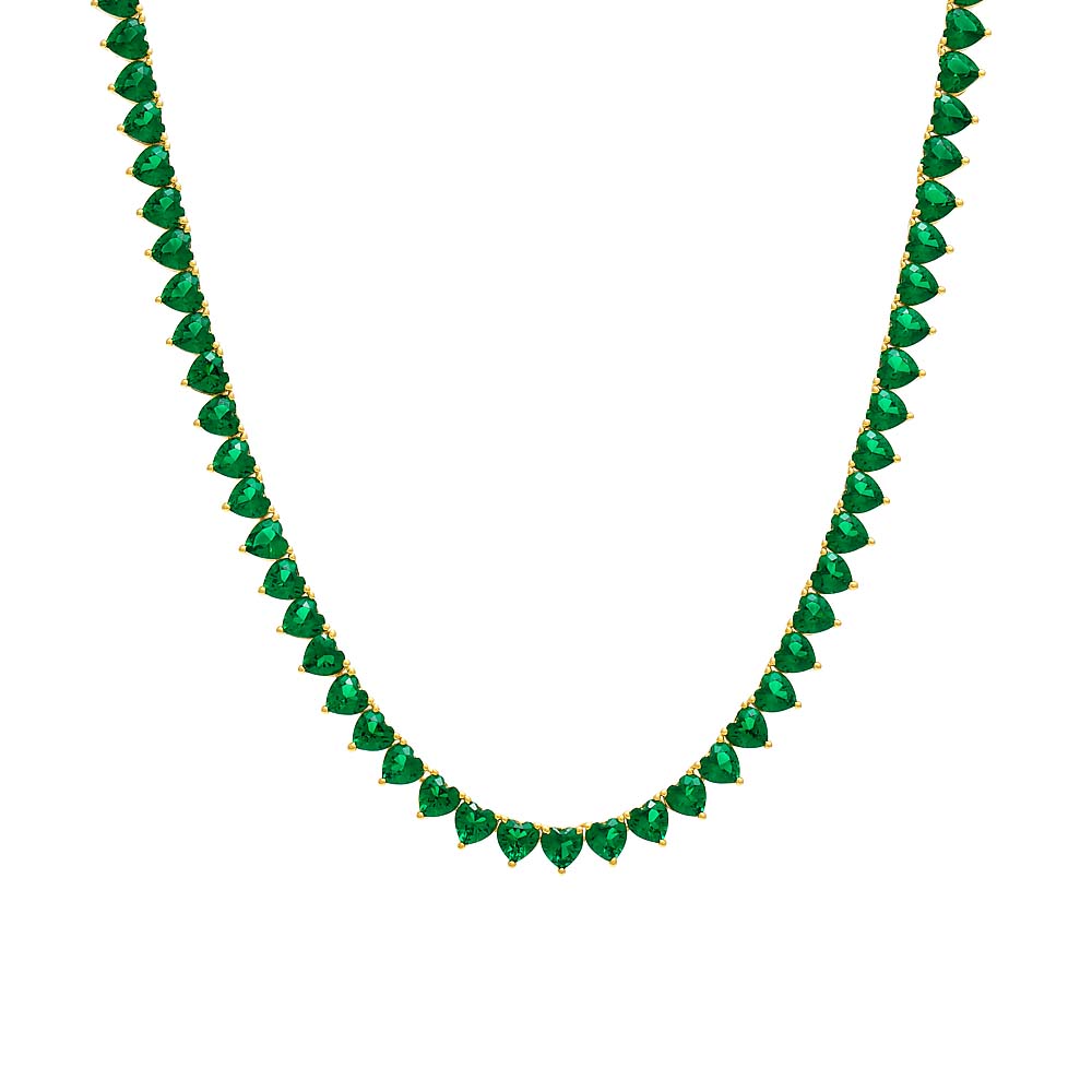 20 CT Round Cut Simulated Green Emerald Tennis Necklace 14K Yellow Gold  Plated | eBay