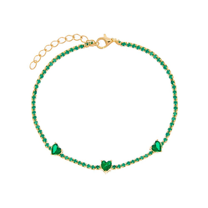  Colored Multi Heart Thin Tennis Bracelet - Adina Eden's Jewels