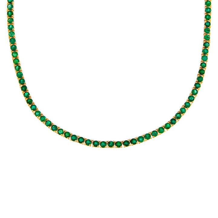 Emerald Green Emerald Tennis Necklace 14K - Adina Eden's Jewels