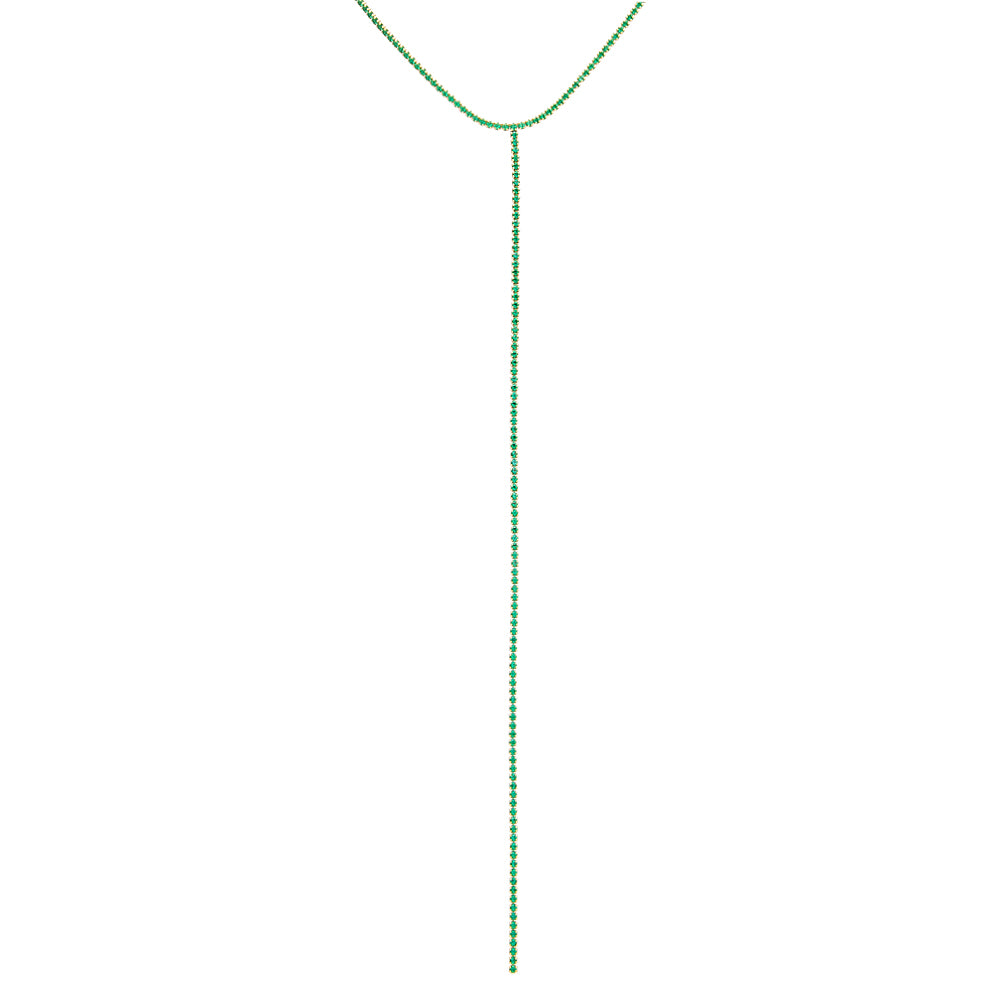 Emerald Green Colored Tennis Lariat Necklace - Adina Eden's Jewels