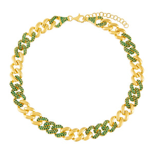 Emerald Green Pavé Emerald Green Chain Link Anklet - Adina Eden's Jewels