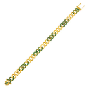 Emerald Green Pavé Emerald Green Chain Link Bracelet - Adina Eden's Jewels