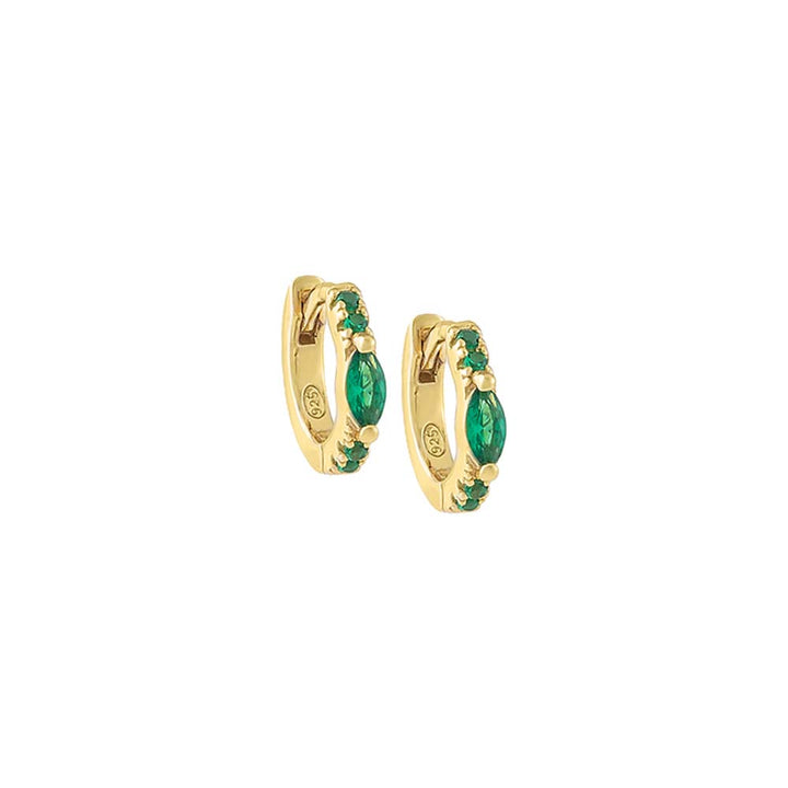 Emerald Green Dainty Colored Marquise Huggie Earring - Adina Eden's Jewels