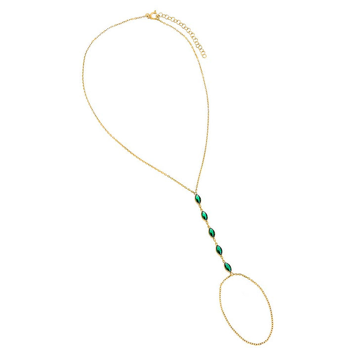 Emerald Green Multi Marquise CZ Hand Chain - Adina Eden's Jewels
