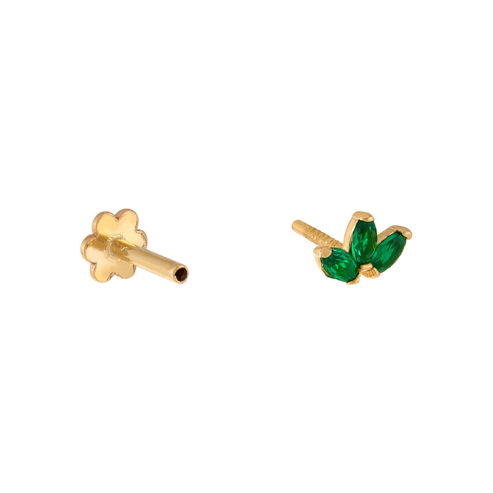  CZ Tiny Colored Marquise Threaded Stud Earring 14K - Adina Eden's Jewels