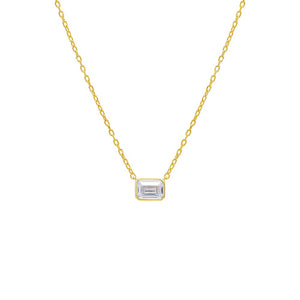 Gold / Emerald Emerald Bezel Necklace - Adina Eden's Jewels