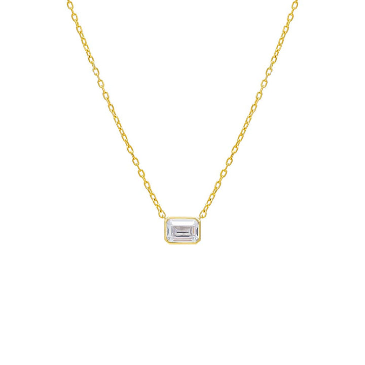 Gold / Emerald Emerald Bezel Necklace - Adina Eden's Jewels