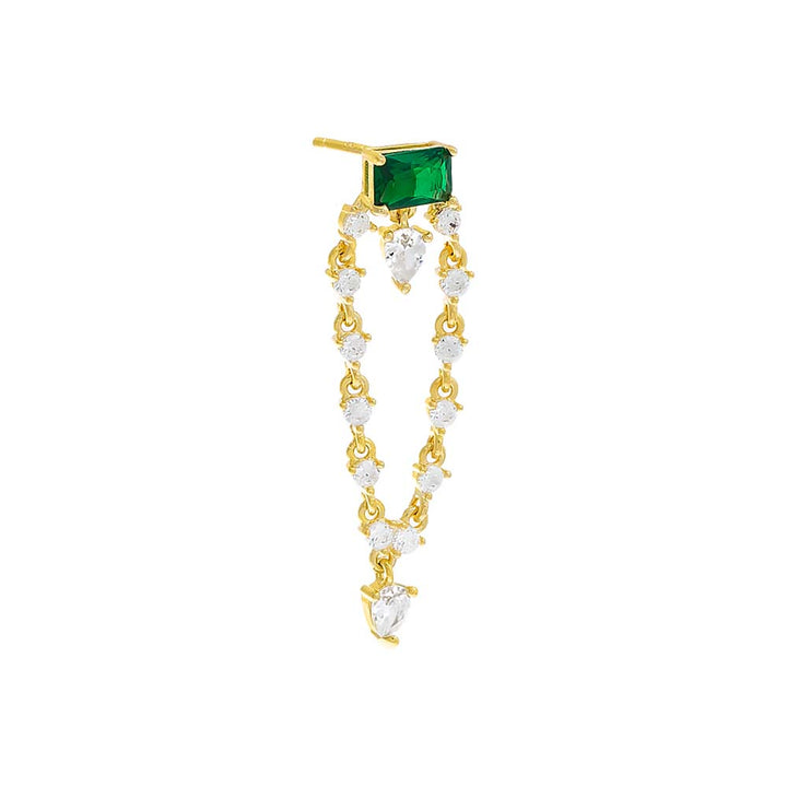 Emerald Green / Single Colored Multi Shape Drop Stud Earring - Adina Eden's Jewels