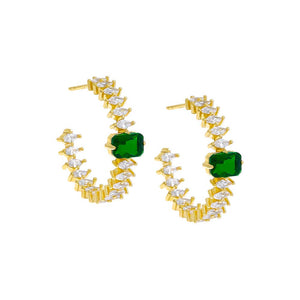 Gold / Pair Colored Baguette X Marquise Tennis Earring - Adina Eden's Jewels