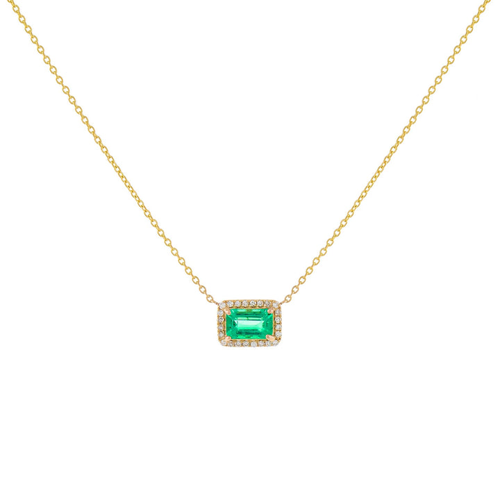 Emerald Green Emerald X Diamond Necklace 14K - Adina Eden's Jewels