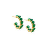 Emerald Green Multi CZ Heart Hoop Earring - Adina Eden's Jewels