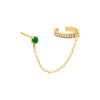 Emerald Green / Single CZ Chain Stud Ear Cuff - Adina Eden's Jewels